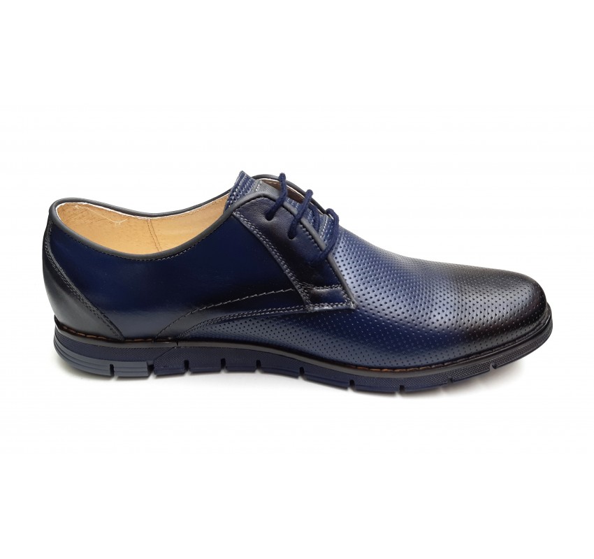 Pantofi barbati casual din piele naturala bleumarin, CIUCALETI SHOES, 1010BLM