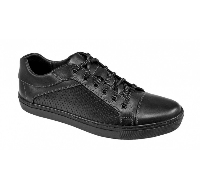 Pantofi barbati sport din piele naturala, Negru - CIUCALETI SHOES 1021NG