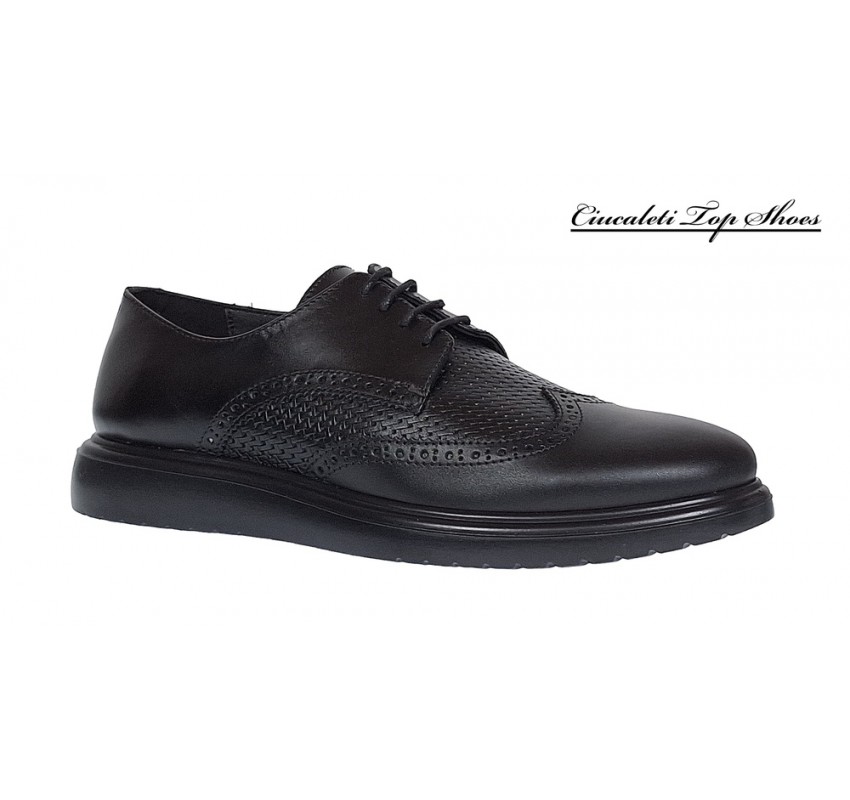 Pantofi barbati casual din piele naturala Negru Lorenz 199SN