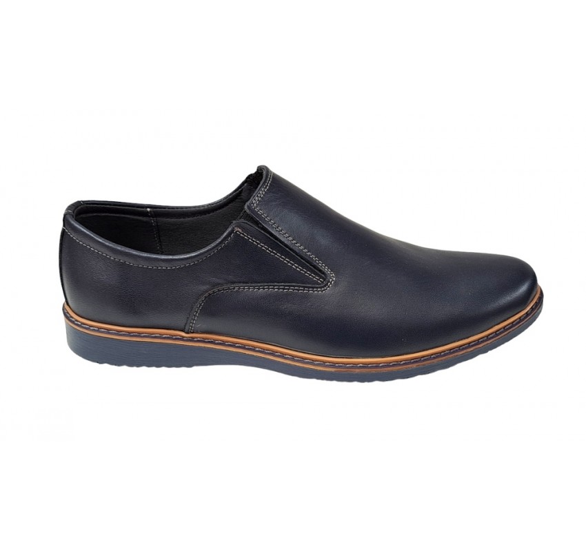 Pantofi barbati casual, din piele naturala bleumarin, CIUCALETI SHOES, 330EBLM