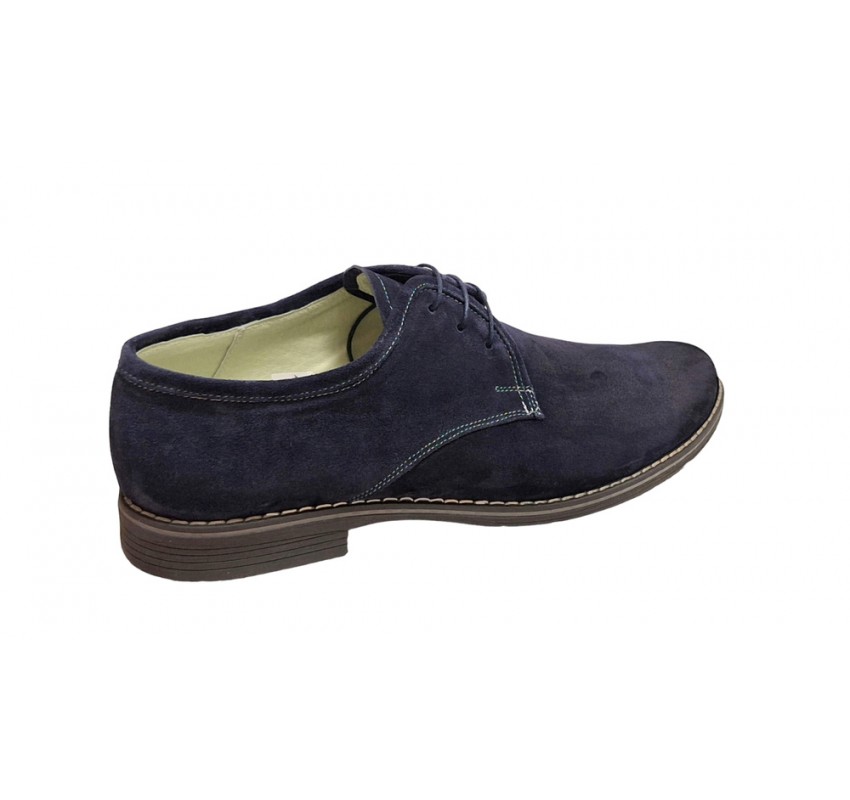 Pantofi barbati casual din piele naturala intoarsa, bleumarin 336BLM