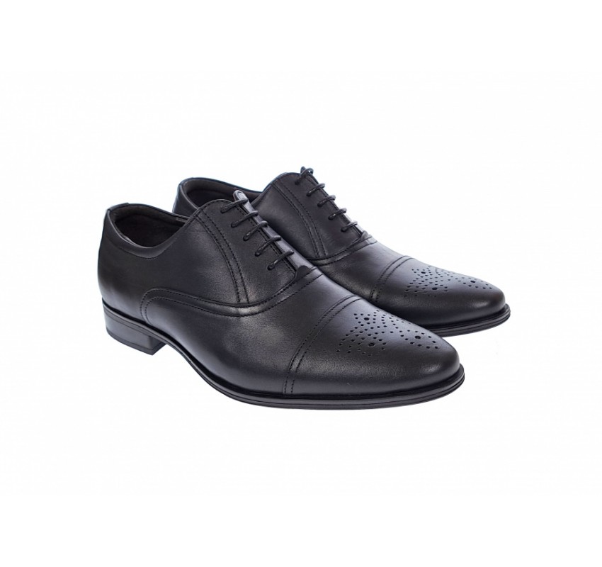 OFERTA MARIMEA  39,  44  -Pantofi barbati eleganti, cu siret, din piele naturala neagra - L356NEGRU