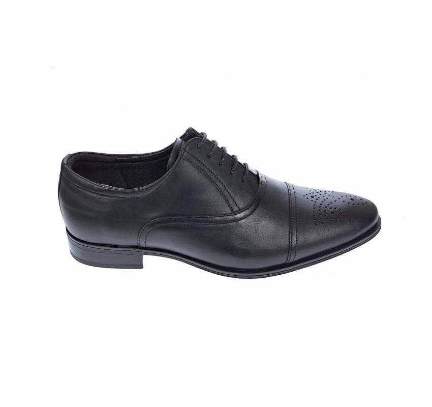 OFERTA MARIMEA  39,  44  -Pantofi barbati eleganti, cu siret, din piele naturala neagra - L356NEGRU