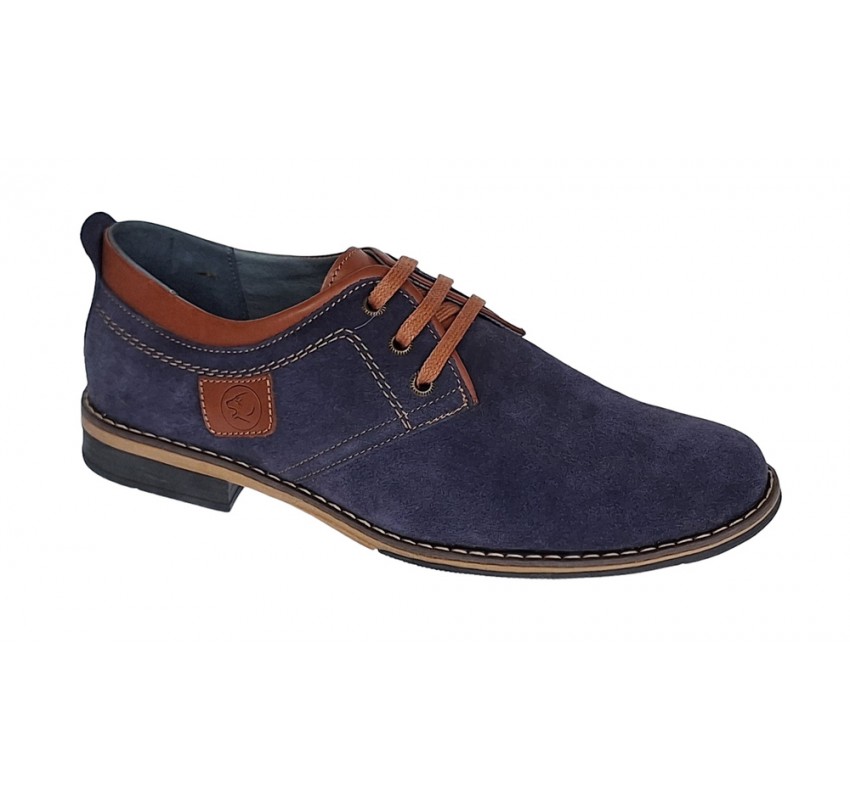 Oferta marimea 40, 41 Pantofi barbati casual din piele naturala bleumarin 410BLEU