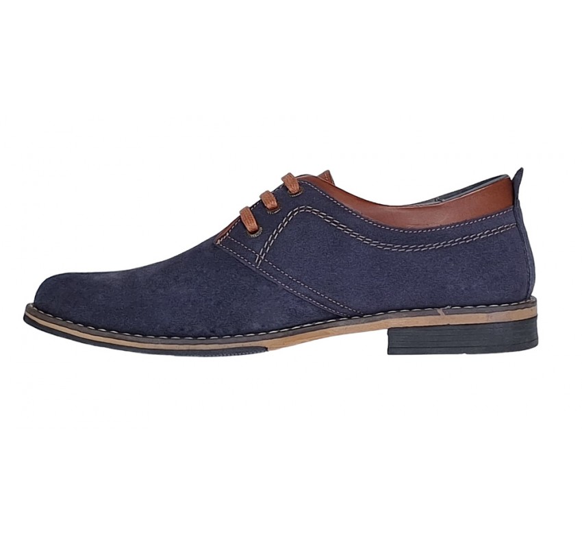 Oferta marimea 40, 41 Pantofi barbati casual din piele naturala bleumarin 410BLEU