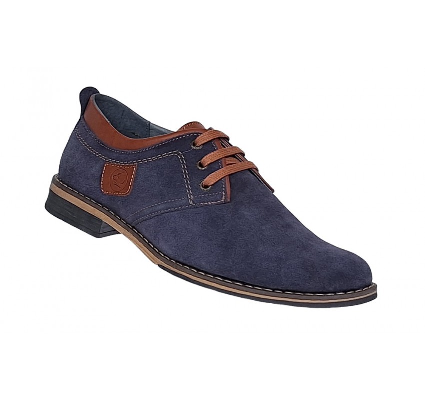 Oferta marimea 40, 41 Pantofi barbati casual din piele naturala bleumarin 410BLEU