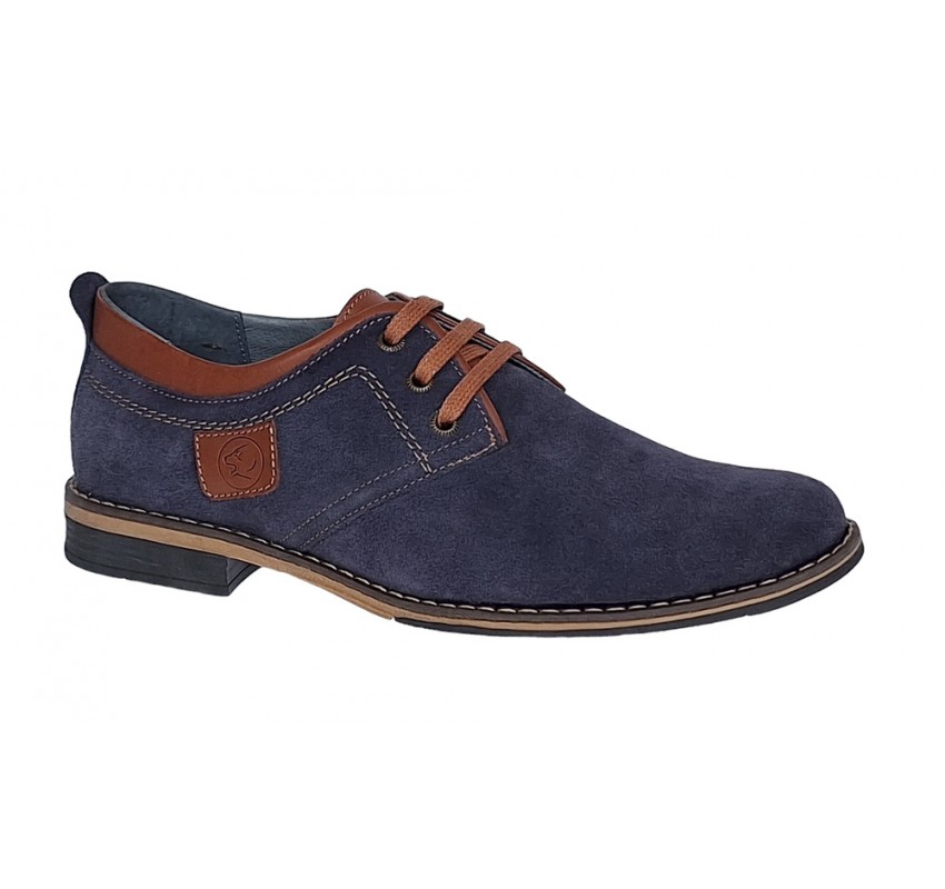 Oferta marimea 40, 41 Pantofi barbati casual din piele naturala bleumarin 410BLEU