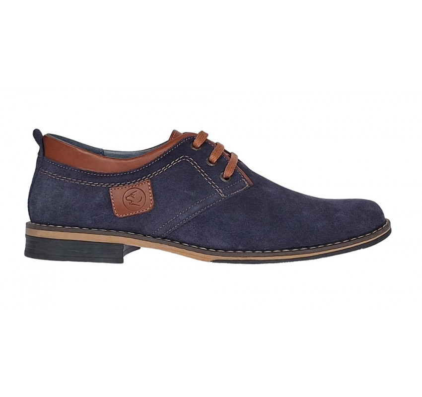 Oferta marimea 40, 41 Pantofi barbati casual din piele naturala bleumarin 410BLEU