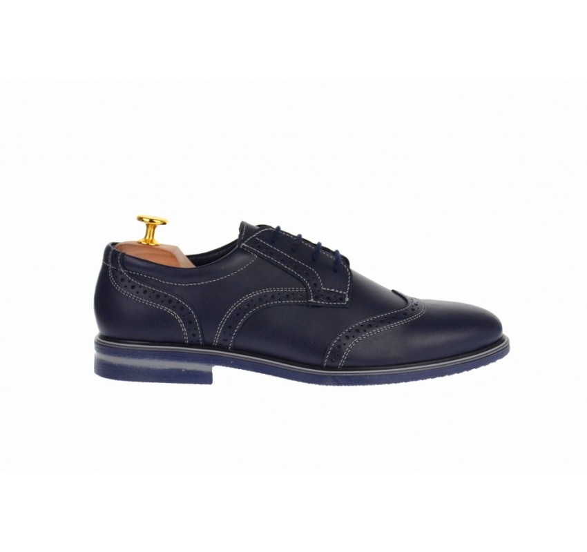 Pantofi barbati casual, eleganti din piele naturala bleumarin 411BLMBOX