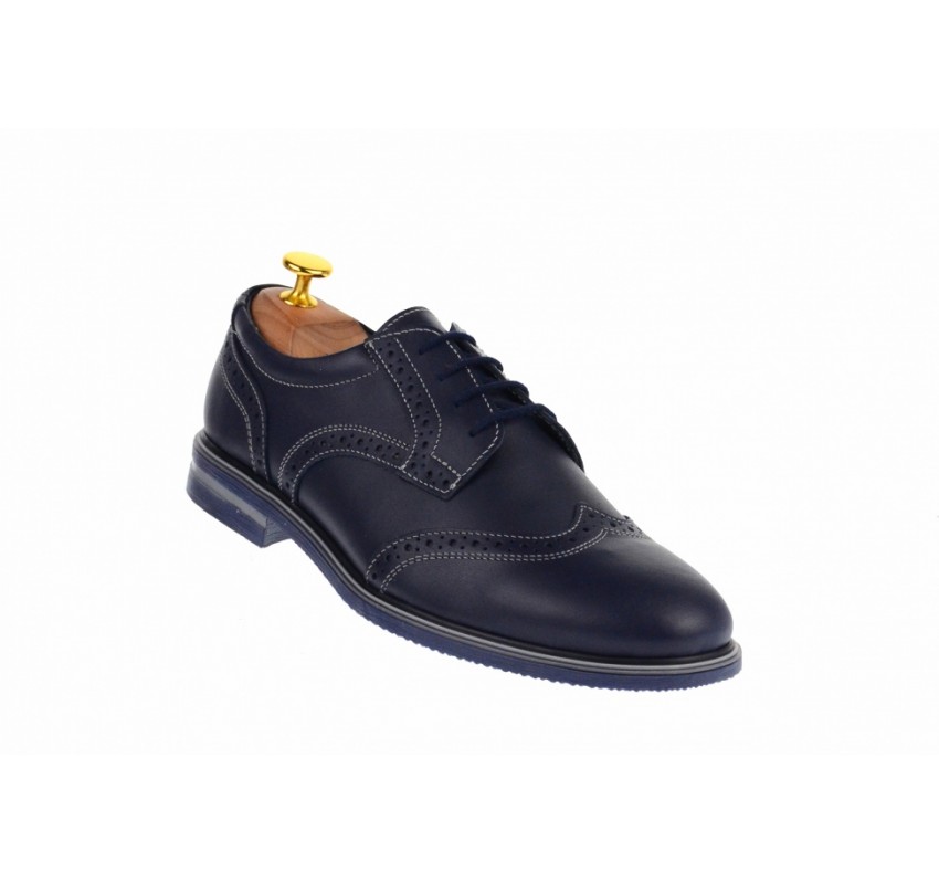 Pantofi barbati casual, eleganti din piele naturala bleumarin 411BLMBOX