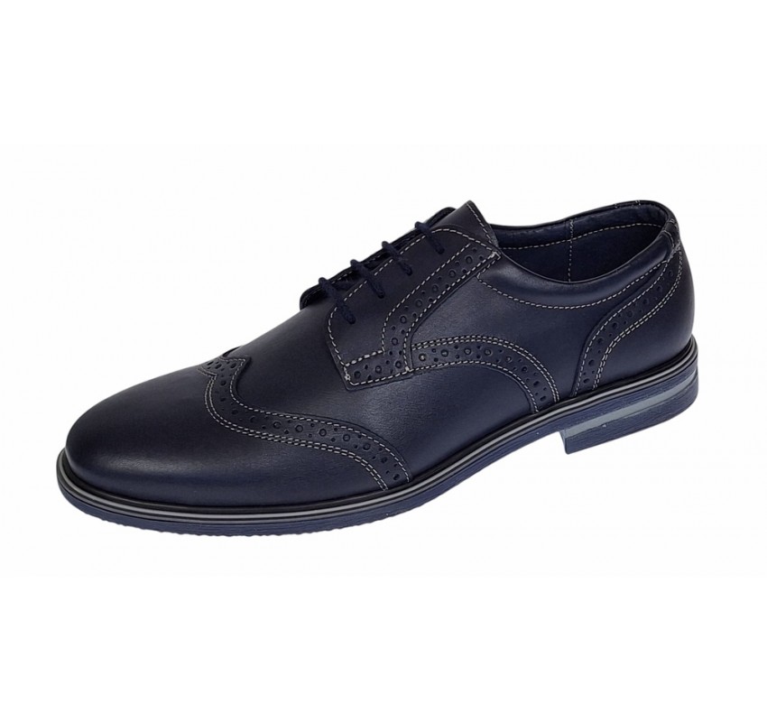 Marimea 41 Pantofi barbati casual din piele naturala bleumarin 411BLMBOX