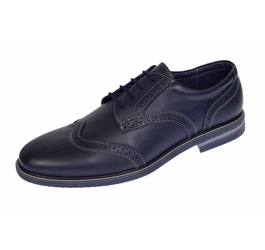 Marimea 41 Pantofi barbati casual din piele naturala bleumarin 411BLMBOX