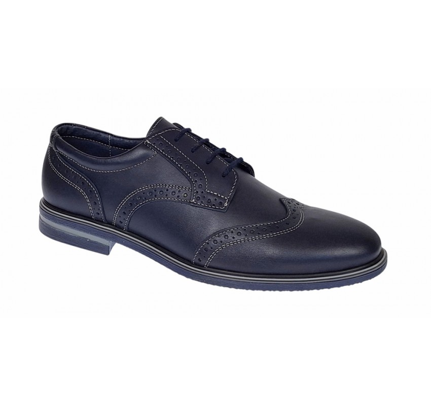 Marimea 41 Pantofi barbati casual din piele naturala bleumarin 411BLMBOX