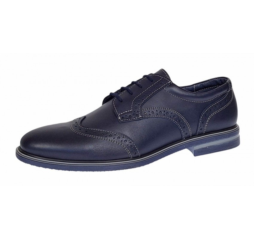 Marimea 41 Pantofi barbati casual din piele naturala bleumarin 411BLMBOX