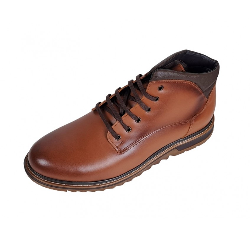 Ghete barbati casual, din piele naturala, imblanite, maro, ZEN - 415M