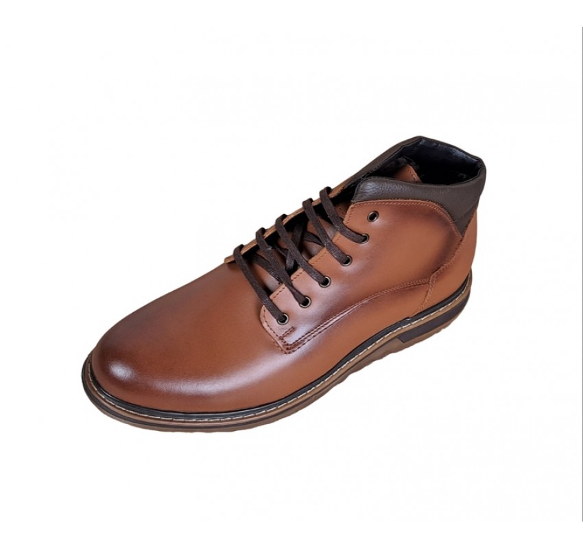 Ghete barbati casual, din piele naturala, imblanite, maro, ZEN - 415M