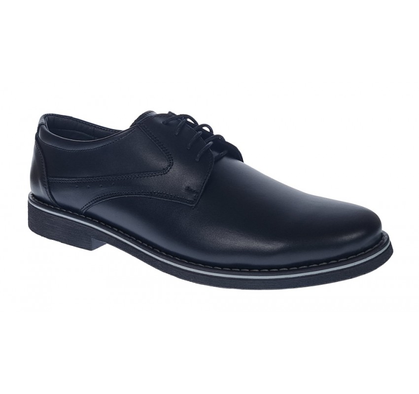 Pantofi barbati casual din piele naturala, Negru, 416SN