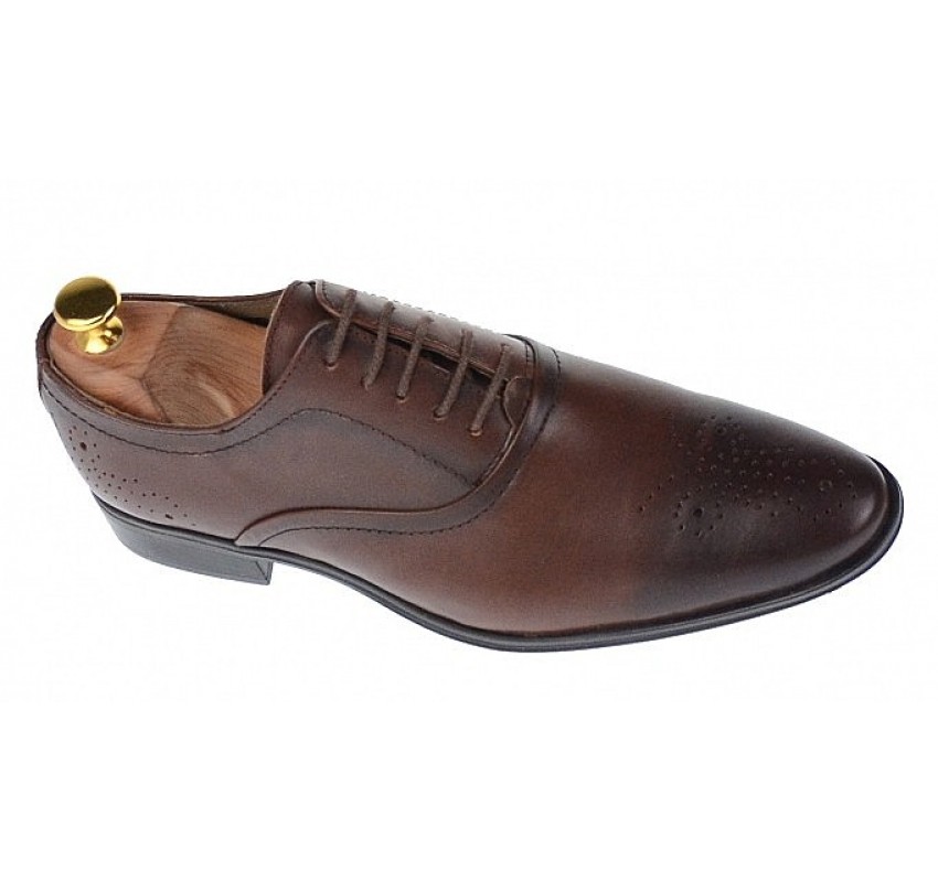 Pantofi barbati oxford, eleganti din piele naturala, maro - 585MARO