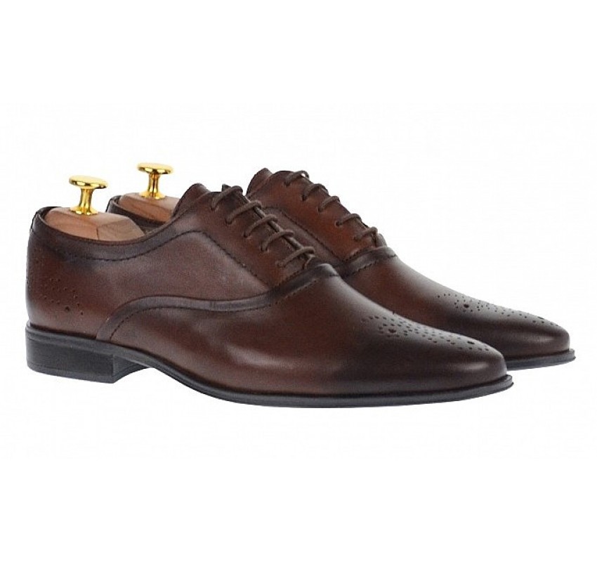 Pantofi barbati oxford, eleganti din piele naturala, maro - 585MARO