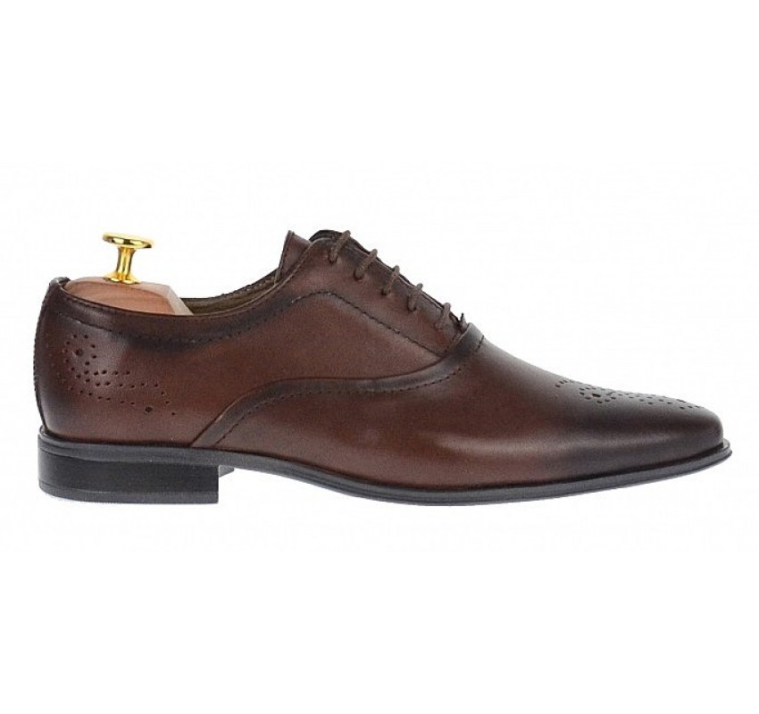 Pantofi barbati oxford, eleganti din piele naturala, maro - 585MARO