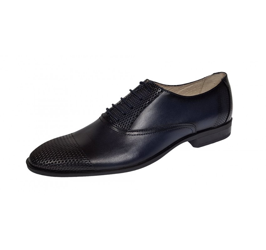 Pantofi barbati eleganti din piele naturala bleumarin, Lux Class - 724BLM