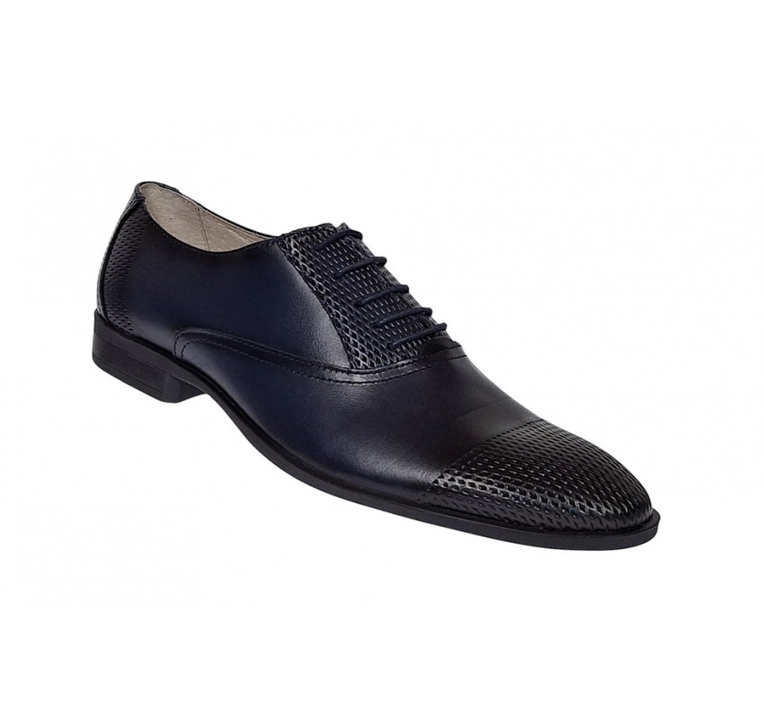 Pantofi barbati eleganti din piele naturala bleumarin, Lux Class - 724BLM