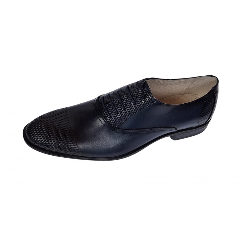 Pantofi barbati eleganti din piele naturala bleumarin, Lux Class - 724BLM