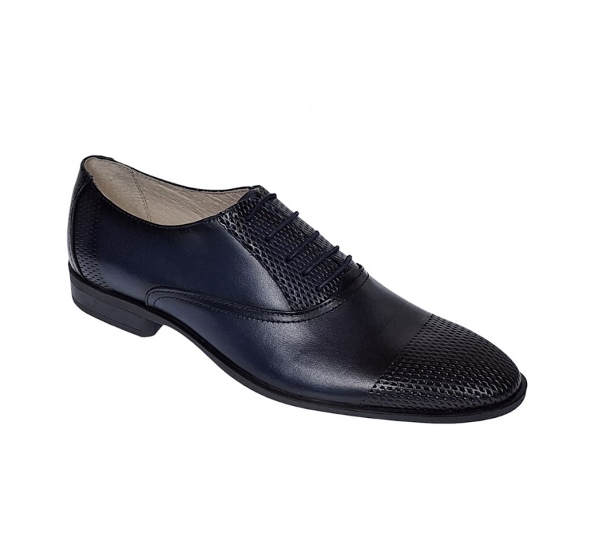 Pantofi barbati eleganti din piele naturala bleumarin, Lux Class - 724BLM