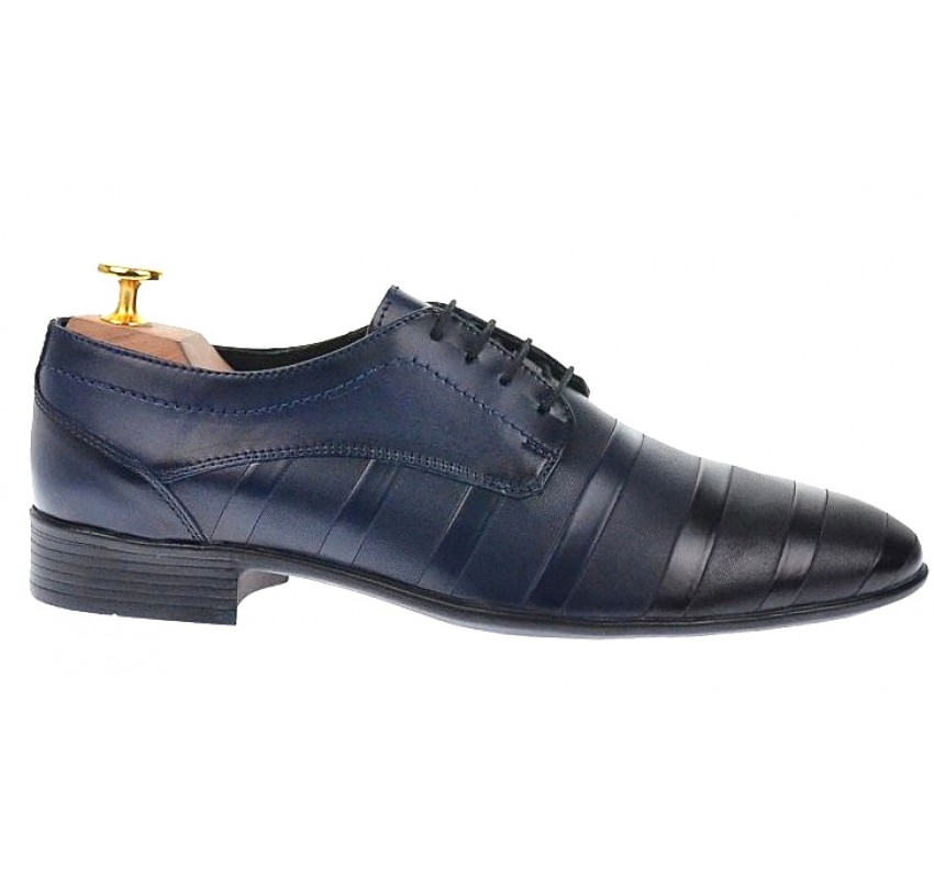 OFERTA MARIMEA 40,43 - Pantofi barbati eleganti din piele naturala bleumarin Dyany Shoes - 745BLM