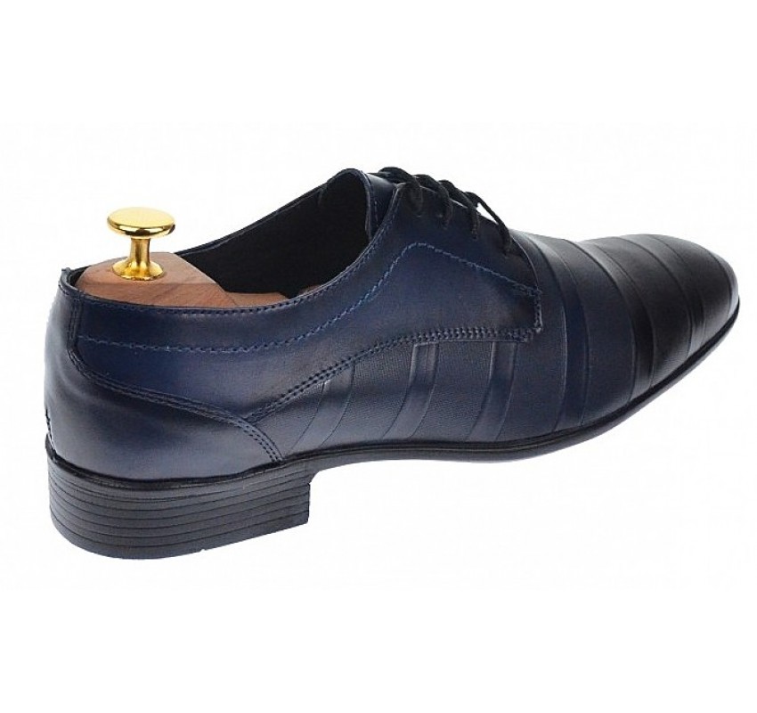 OFERTA MARIMEA 40,43 - Pantofi barbati eleganti din piele naturala bleumarin Dyany Shoes - 745BLM