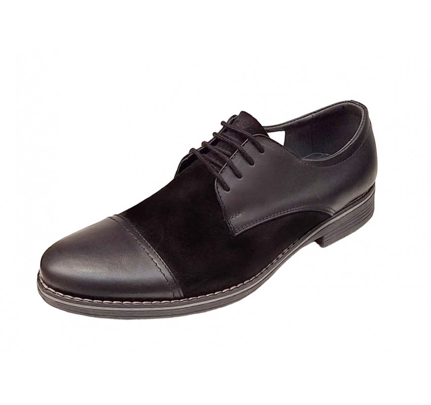 Pantofi barbati casual din piele naturala, Negru - 858NN