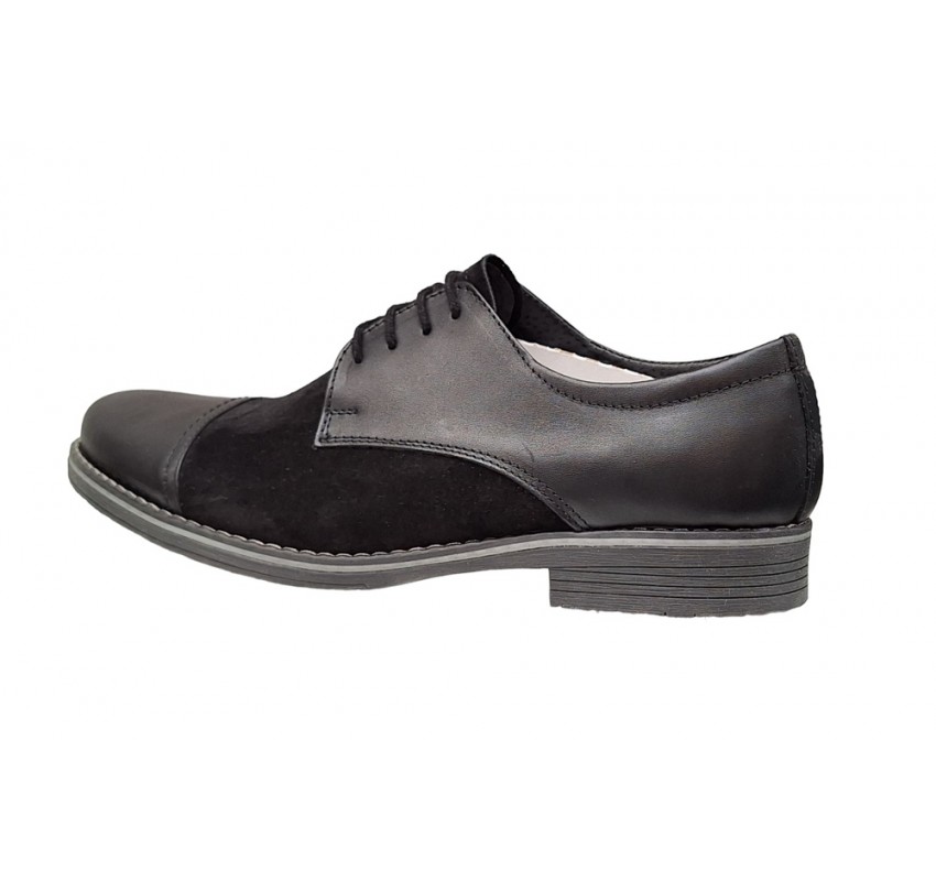 Pantofi barbati casual din piele naturala, Negru - 858NN