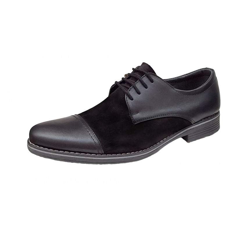 Pantofi barbati casual din piele naturala, Negru - 858NN