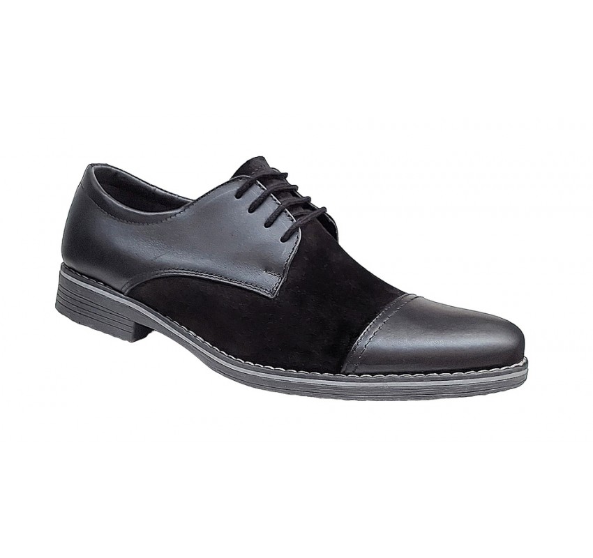 Pantofi barbati casual din piele naturala, Negru - 858NN