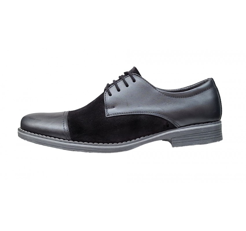 Pantofi barbati casual din piele naturala, Negru - 858NN