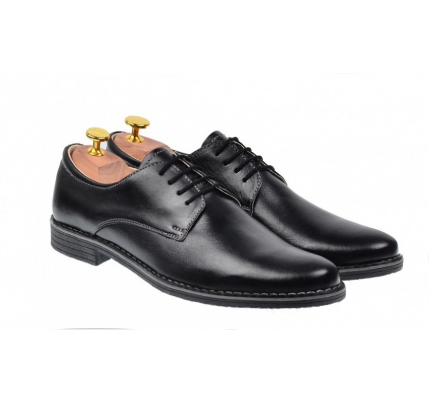 Pantofi barbati, model casual-elegant, din piele naturala, negru box -  859N