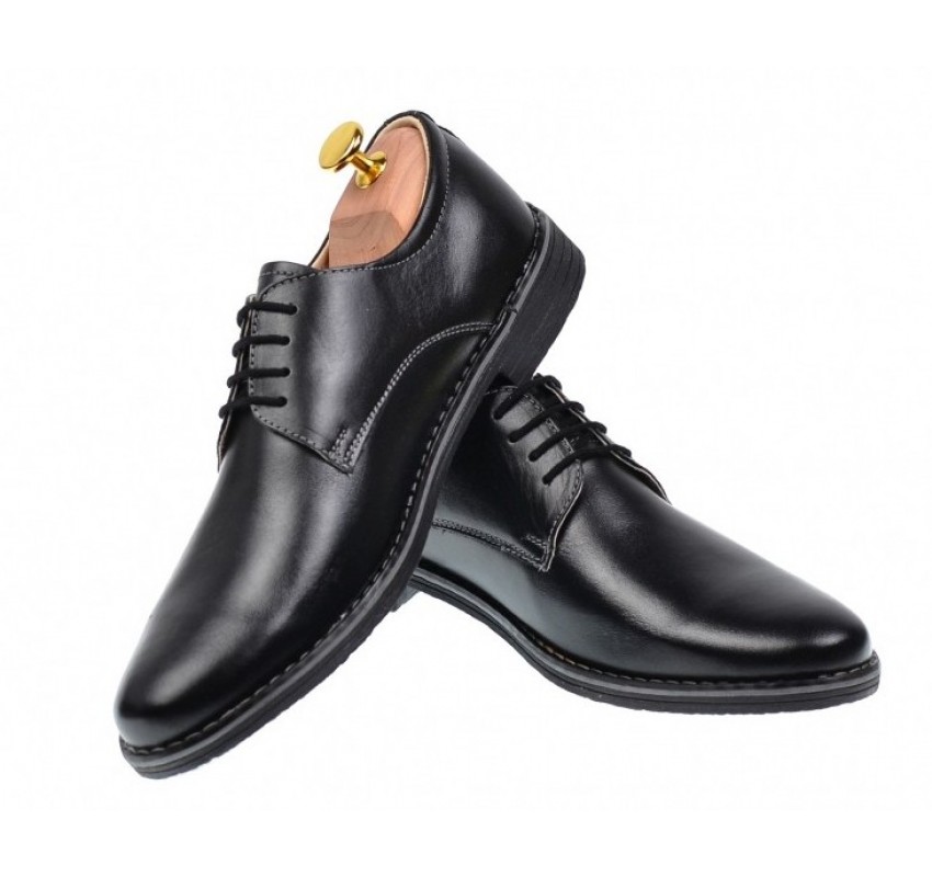 Pantofi barbati, model casual-elegant, din piele naturala, negru box -  859N