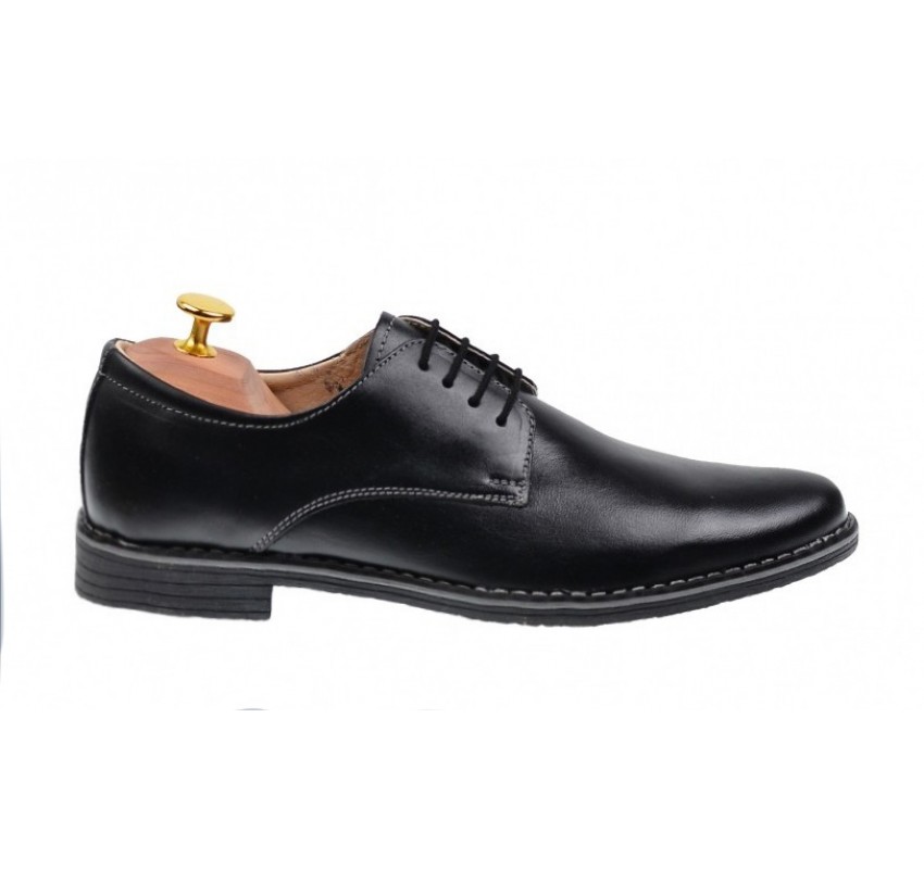 Pantofi barbati, model casual-elegant, din piele naturala, negru box -  859N