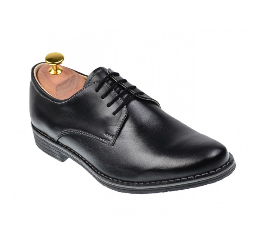 Pantofi barbati, model casual-elegant, din piele naturala, negru box -  859N