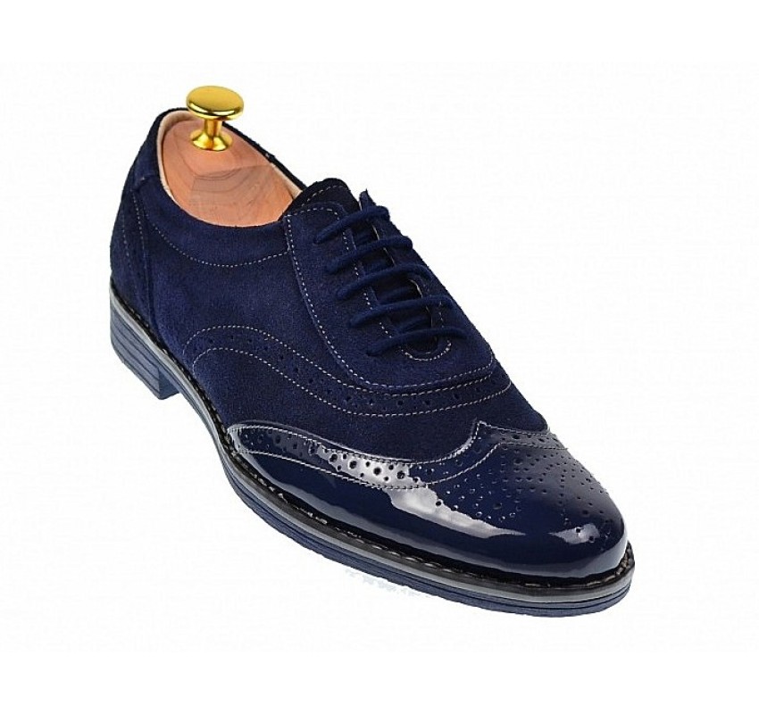 Pantofi barbati eleganti din piele naturala, bleumarin, 870LVBLM