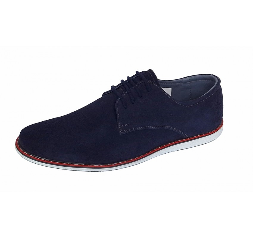 Pantofi barbati casual din piele naturala intoarsa bleumarin 881BLMVEL