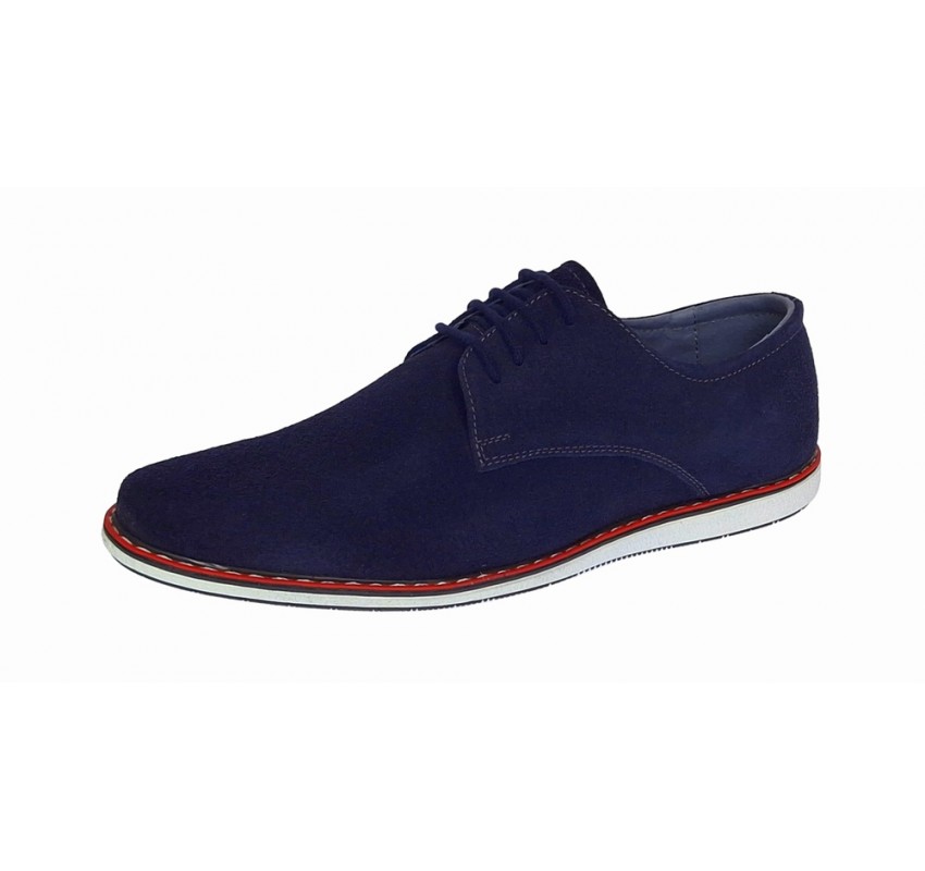 Pantofi barbati casual din piele naturala intoarsa bleumarin 881BLMVEL