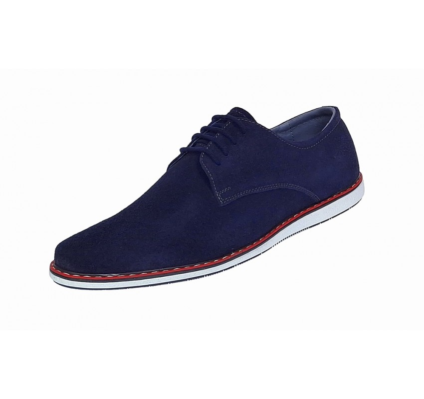 Pantofi barbati casual din piele naturala intoarsa bleumarin 881BLMVEL