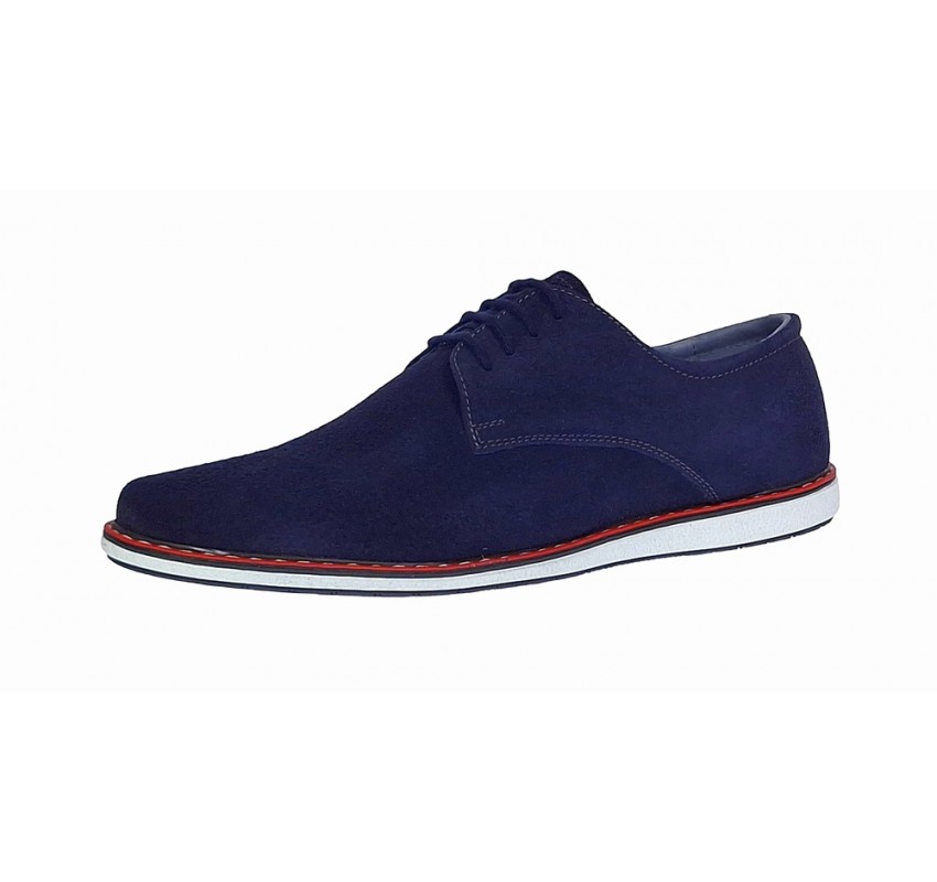 Pantofi barbati casual din piele naturala intoarsa bleumarin 881BLMVEL