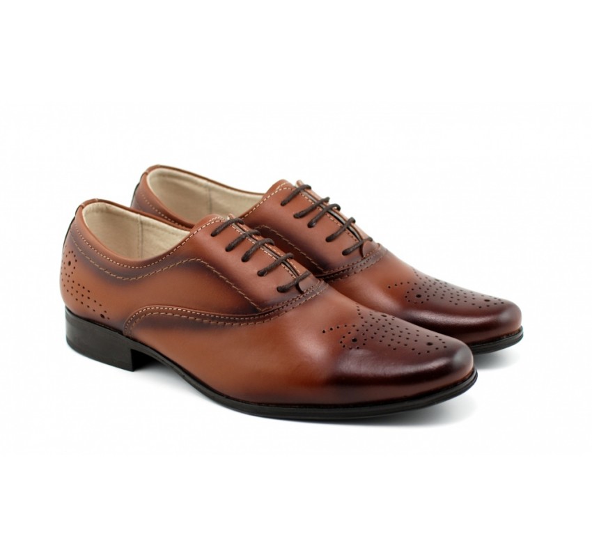 Pantofi barbati office, eleganti din piele naturala maro - 887MD