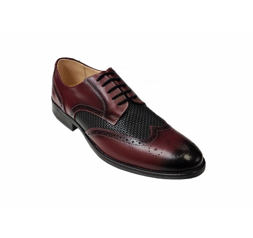 Pantofi barbati eleganti, din piele naturala Bordo si Negru, CIUCALETI SHOES, 993VISN