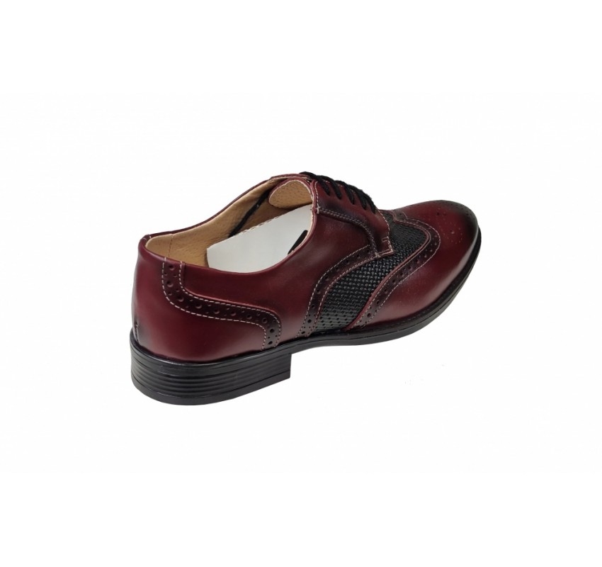 Pantofi barbati eleganti, din piele naturala Bordo si Negru, CIUCALETI SHOES, 993VISN