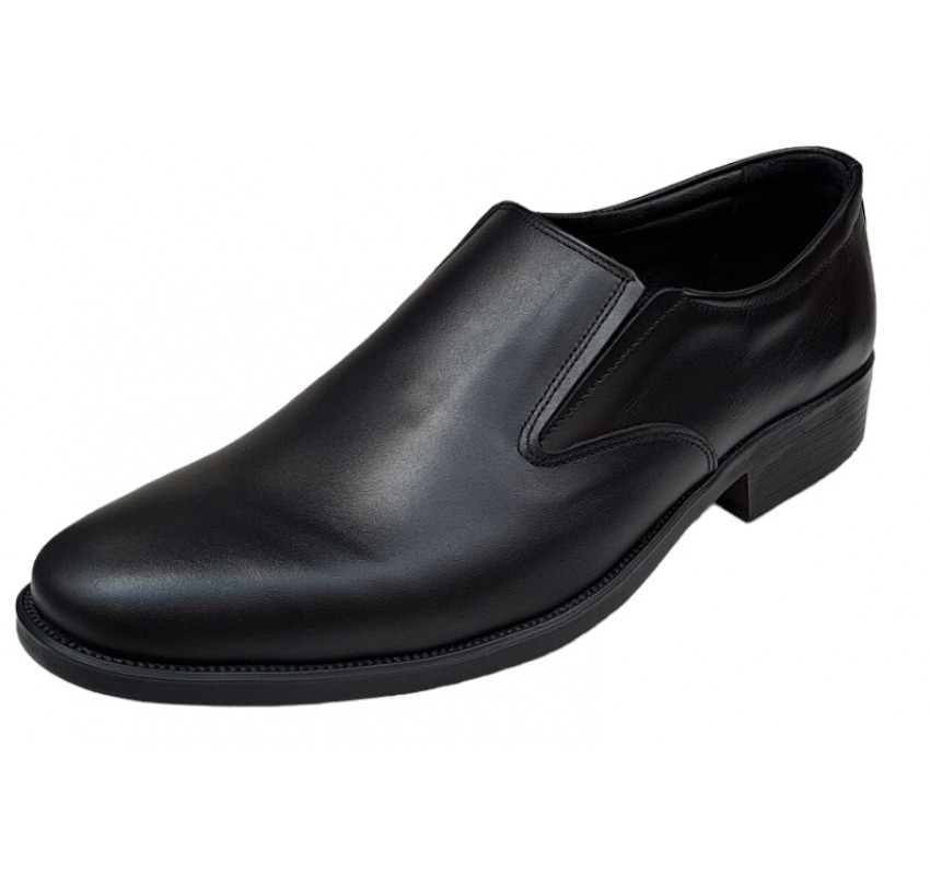 Pantofi barbati, eleganti, din piele naturala, cu elastic, Negru, ADY3NEL