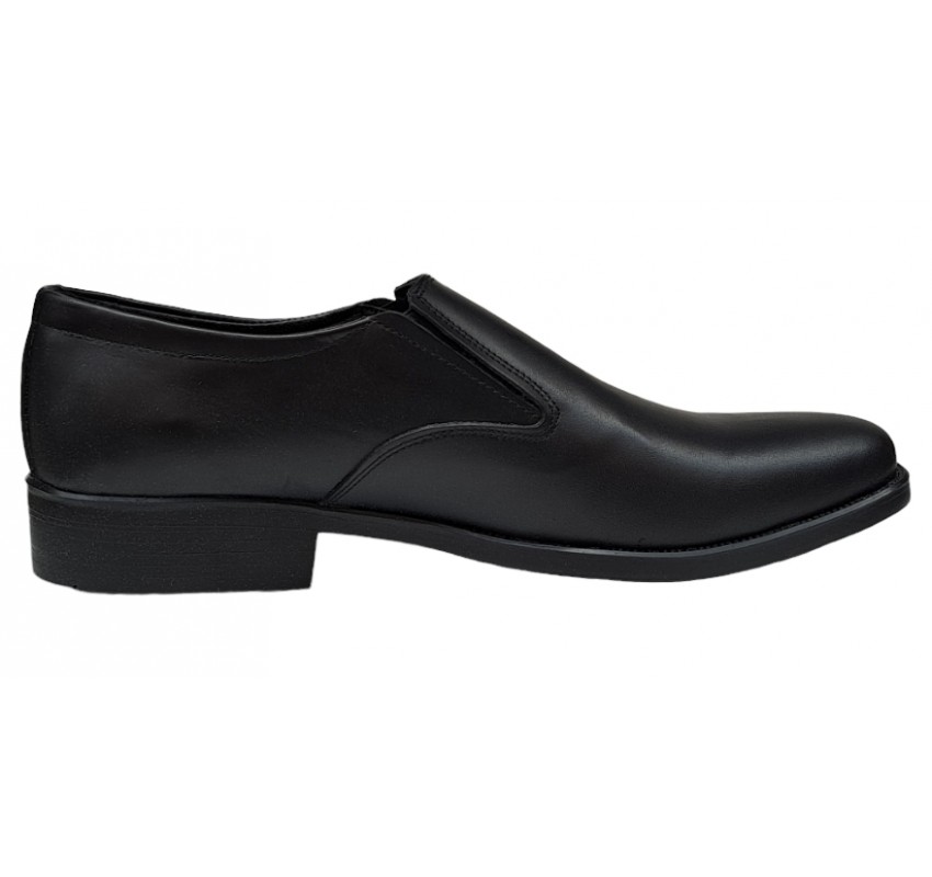 Pantofi barbati, eleganti, din piele naturala, cu elastic, Negru, ADY3NEL