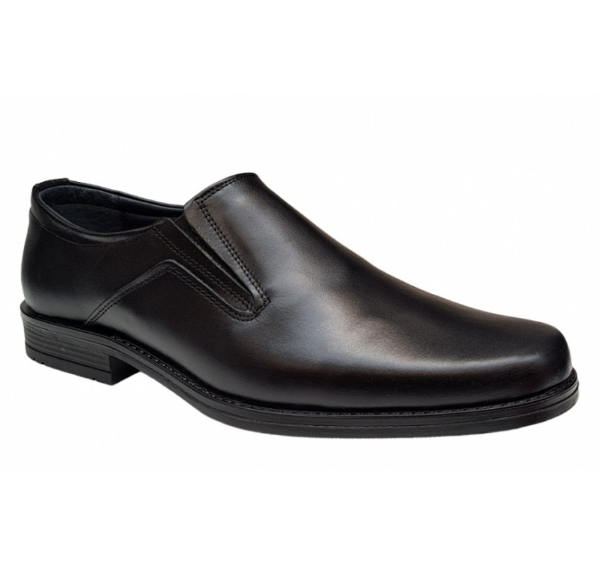 Pantofi barbati, eleganti, din piele naturala, cu elastic, Negru, ADYNEL